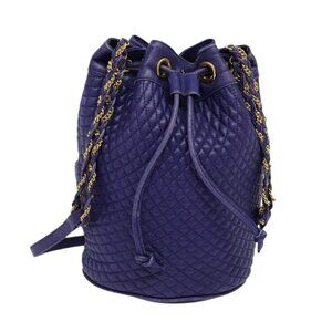 Authentic BALLY Shoulder Bag Leather Purple Gold